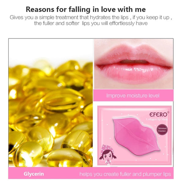 Rose lèvre collagène masque tampons Patch hydratant Anti-âge exfoliant soins des lèvres