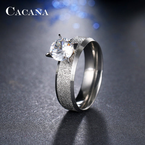CACANA anneaux en acier inoxydable pour femmes Sequin avec CZ personnalisé bijoux de mode en gros NO. R12
